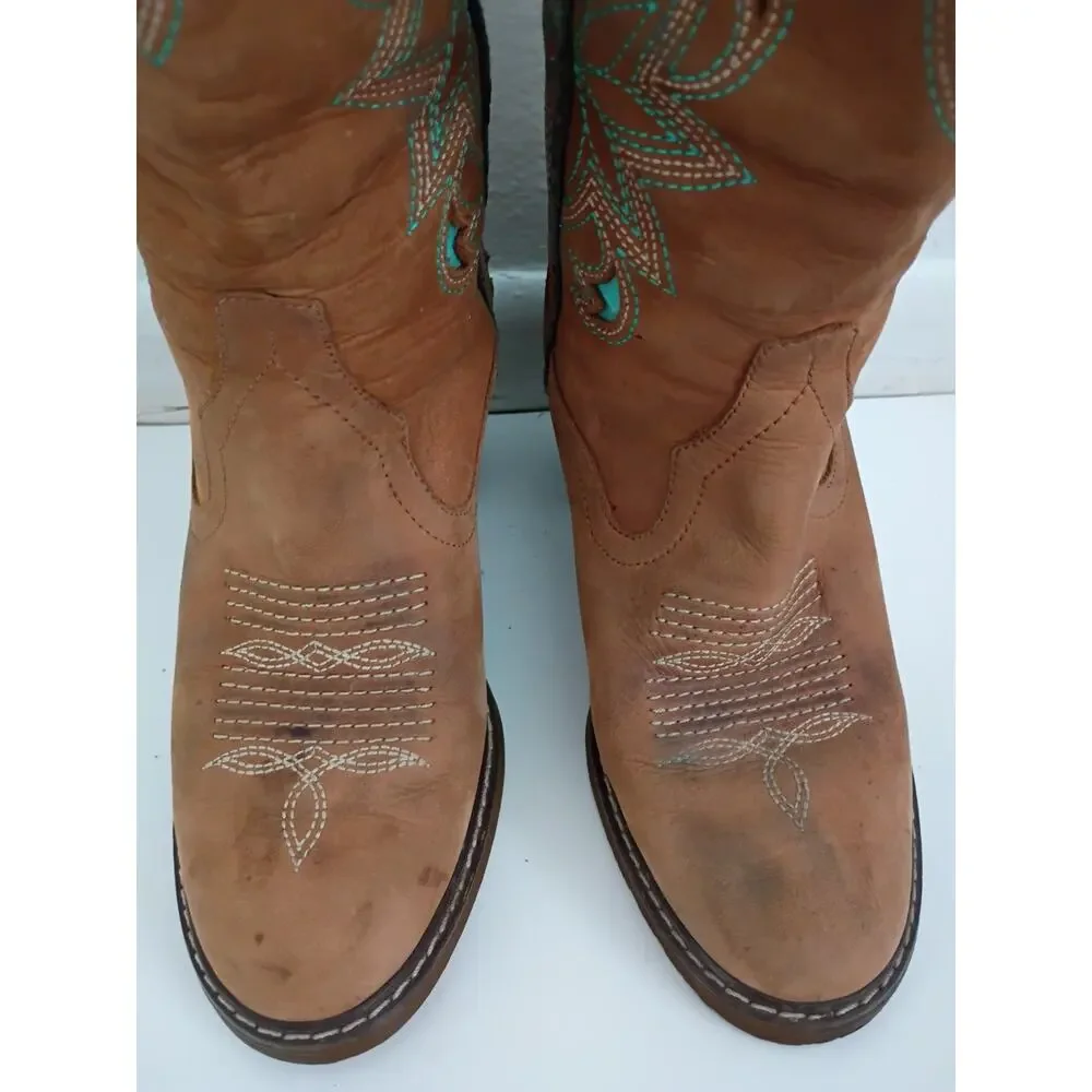 Roper Brand Womens Size 6.5 Brown Suede Cowboy Western Boots
